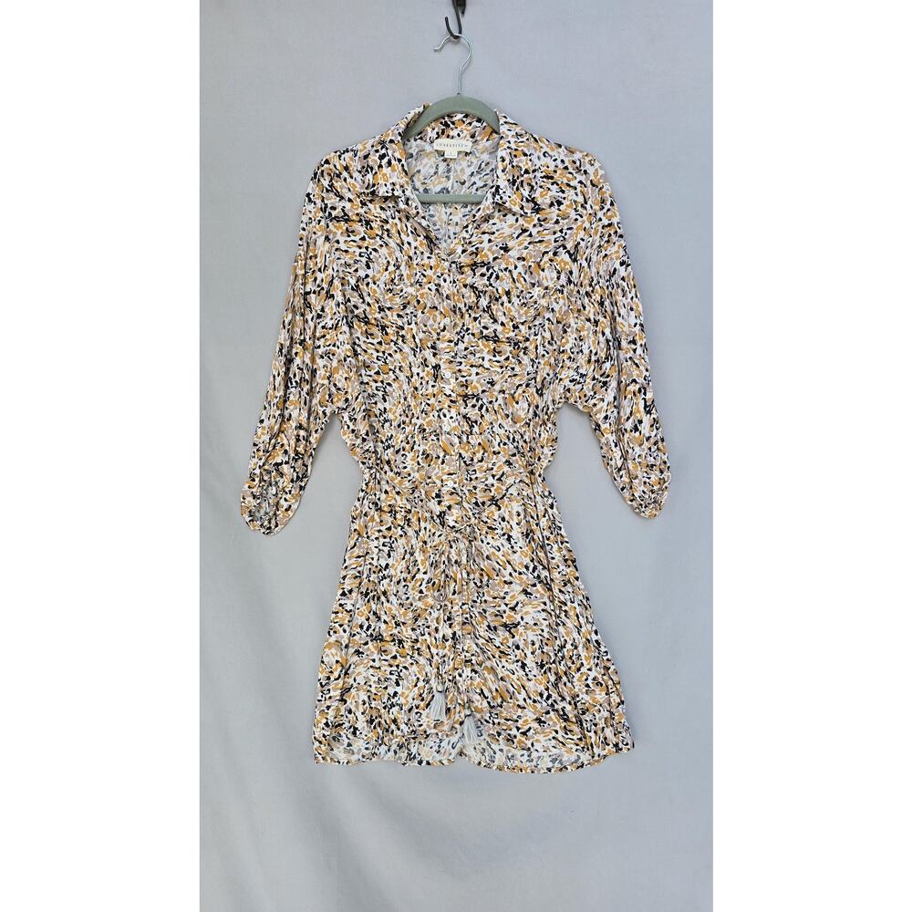 Lovestitch Shirt Dress Womens Large Multicolor Animal Print Belted 3/4 Sleeve